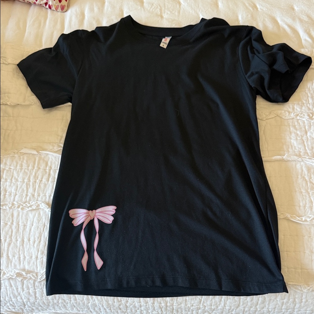 Black Women’s Shirt with Pink Bow